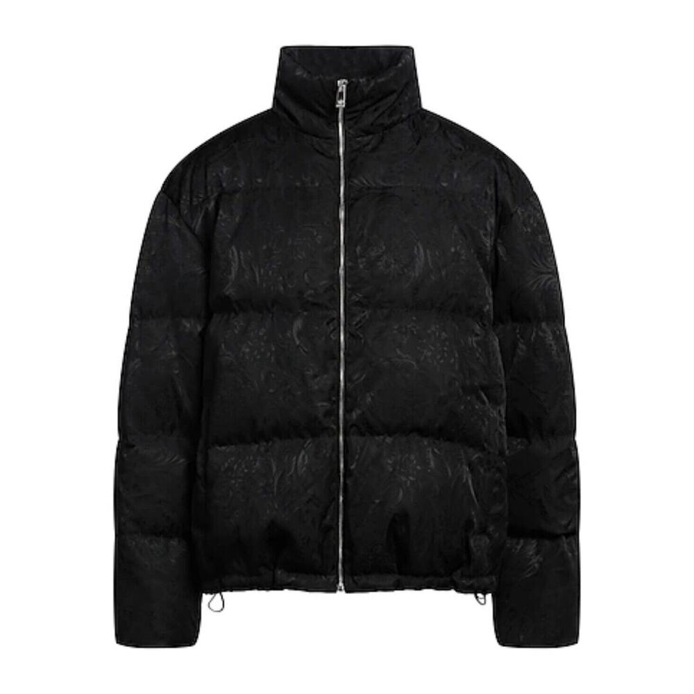 NWT Versace 54 XXL Barocco Jacquard Black Goose Down Hooded Puffer Jacket $2,425